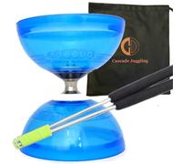 Juggle Dream Blue Hurricane Jumbo Triple Bearing Diabolo and Aluminium Sticks with Bag - Pro Full Size Clutch Diablo with Metal Handsticks - Choice of Colours