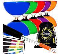 Juggle Dream CAROUSEL Ball Bearing Diabolo, Aluminium Metal Diabolo Sticks, String & Diabolos Travel Bag. (Red Diabolo + Silver Handsticks)