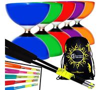 Juggle Dream CAROUSEL Ball Bearing Diabolo Set + FIBER Diabolo Handsticks, Diabolo String + Diabolos Travel Bag. (Purple Diabolo + Black Handsticks)
