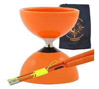 Juggle Dream Carousel Bearing Diabolo and Fiber Sticks with Bag - Bearing Diablo Set for Kids (Orange)