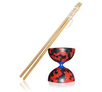Juggle Dream Jester Diabolo & Basic Wooden Diabolo Handsticks with String (Red/Black)