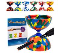 Juggle Dream Jester Diabolo Set - Fixed Axle Professional Diabolo with Super Glass Handsticks, Online Learning Video - Juggling Toy (Multicolor)