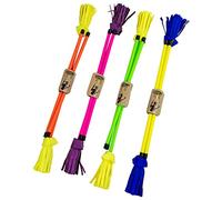 Juggle Dream Neon Flowerstick incl. Control Sticks - Juggling Set - Virtually Unbreakable Fibreglass Stick Covered in Ulta Bright Neon Silicon. Featuring Psuede Bright Flowers Ends (Orange/Yellow)