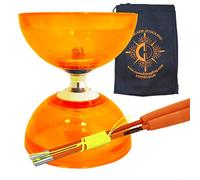 Juggle Dream Orange Cyclone Quartz II Triple Bearing Diabolo with Coloured Superglass Sticks and Carry Bag - Pro Clutch Diablo Set