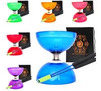 Juggle Dream Quartz Triple Bearing Clutch Diabolo Set with Aluminium 'Metal' Sticks, Diabolo String and Cascade Carry Bag (Blue with Blue Handsticks)