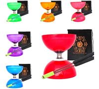 Juggle Dream Quartz Triple Bearing Clutch Diabolo Set with Aluminium 'Metal' Sticks, Diabolo String and Cascade Carry Bag (Red with Red Handsticks)