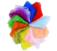 Juggling Scarves, 12 PCS Dance Music Scarfs, Colorful Silk Actives Scarves, Magic Tricks Performance Props Accessories, Rhythm Band Scarfs (12 Colors, 24" x 24")
