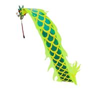 Juggling scarves, lion dance dragon dance dragon flinging ribbon colorful silk dragon with lifelike dragon, traditional fitness props for juggling event celebrations(Green,2m)