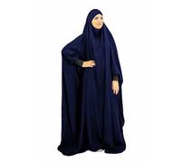 JUGGO Women Prayer Garment, Muslim One-Piece Loose Full Cover Long Dress One-Size Overall Hijab Hooded Dress (Color : 04 Navy, Size : M)