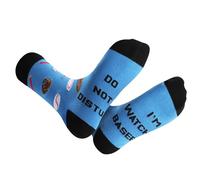 Jughigh Novelty Funny Socks for Men DO NOT DISTURB I AM WATCHING BASEBALL Socks Unisex Cotton Calf Gaming Socks with Grippers Non-Slip Christmas Stocking Fillers Gifts for Him Boys Dad Uncle Grandad
