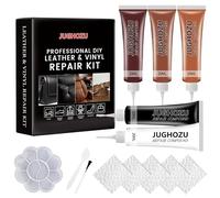 Jughozu Leather Repair Kit for Furniture, Sofa, Jacket, Car Seats & Purse, Vinyl Repair Kit with Easy Instructions. Fix Tears, Scratches, Holes & Peeling on Genuine, Faux, Bonded.(Brown)