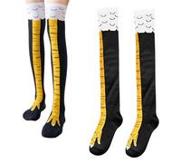 JUGNAW 1 Pair Chicken Legs Socks,Crazy Funny 3D Cartoon Animal Novelty Pattern Athletic Socks for Women Children Girls Striped Cosplay Stockings Funny Gifts for Easter, Mother's Day