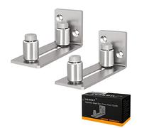 JUGREAT Stainless Steel Sliding Door Guides Floor Mount, Adjustable Roller Wall Mounted Floor Guide for Door Thick Up to 2 1/8 Inches, Flush Bottom Design (2 Pack)