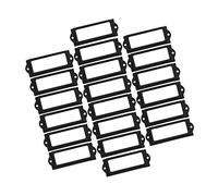 Jugutyeg 20 Pieces Label Frame Holder Tag Drawer Pull Handle with Screws Iron Material for Home Office Kitchen Furniture, Black