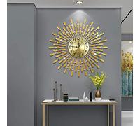 JUGV Large Wall Clock Metal Decorative Wall Clocks 3D Non-Ticking Silent Quartz Clocks with Arabic Numerals for Living Room Home Kitchen Decor