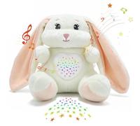 JUHOT Baby Sleep Pacifier Bedtime Rabbit Toy with Cry Sensor Heart Lullabies White Noise Starlight Projector Toddler Crib Sleep Aid for Toddlers Boys Girls
