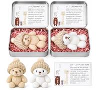 Juhuifu 2Pcs Pocket Hug Worry Bear, My Little Worry Bear in a Box, Mini Plush Teddy Bears with Inspirational Card & Sleeping Blanket, Anxiety Relief Gift for Friends Women Men