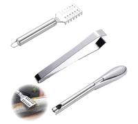 Juhuifu 3 PCS Fish Scale Remover Set-with Handle Stainless Steel Fish Scaler Remover and Fish Bone Tweezers, for Fast Cleaning Fish Scales Bones and Removing Poultry Feathers
