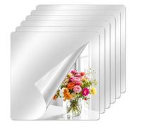 Juhuifu 6 Pcs Self Adhesive Mirrors, 20 x 20 CM Acrylic Mirror Stickers, Door Mirror, Stick on Mirrors for Walls, Wardrobe Doors, for Door, Wall, Wardrobe, Bathroom, Bedroom, DIY