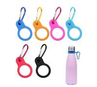 Juhuifu 6 Pcs Silicone Water Bottle Clips with Carabiner, Portable Water Bottle Buckle Clips, Colour Series Watesr Bottles Fasteners, for Camping, Cycling, Mountaineering, Hiking, and Travel