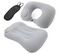 Juibao 2Pcs Inflatable Pillows, Portable Camping Pillow and Neck Pillow, Inflatable Travel Pillows with Eye Mask for Airplane, Car, Train, Office and Camping