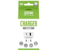 Juice 20W Dual Port USB Charger Plug - Fast Charging Wall Adapter with USB-A & USB-C for Phones, Tablets & Devices - White