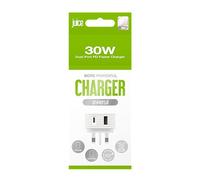Juice 30W Dual Port Fast Charger Plug USB-A & USB-C, Fast Charge Smartphones and Tablets, Power Delivery, Compact Design with Sure Grip Technology