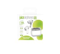 Juice®airphones Go True Wireless Earbud headphones, 5 Hours Playtime, Wireless Charging Case, Rich, Clear & Powerful Sound, Multi-Function Touch Controls, Bluetooth 5, IPX4 - White