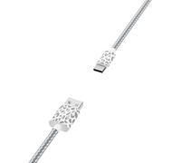 Juice Animals Braided USB-A to USB-C Charging Cable 1m, Fast Charge & Data Sync Lead Compatible with iPhone 17 Range, Galaxy S24 Series, Pixel 9 & Other USB-C Devices - Snow Leopard