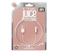 Juice Apple Lightning Cable 1m Braided Rose Gold,iPhone 14, Max, Pro, Plus, iPhone 13, Max, Pro and Mini, iPhone 12, Max, Pro and Mini, iphone 11, Pro, X, Xr, iPhone 8, 7, 6, SE, 5, iPad,
