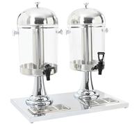 Juice Dispenser Double 2x8L Stainless Steel+Plastic 56x35x57cm Ice Tubes Buffet
