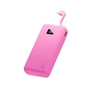 Juice Eco Integrated Max Power Bank 20000mAh - Portable Charger with Built-in USB-C Cable, Fast 20W Output, Digital Display, Power Bank for iPhone 15 16, Samsung, Android, GoPro, iPad - Pink