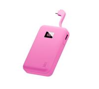Juice Eco Integrated Power Bank, Portable Charger 10,000 mAh with Built-in Cable & Digital Display, USB-C Output, Power Bank for iPhone 15 16 Pro Max, Samsung, Xiaomi, Android, iPad, DJI, GoPro - Pink