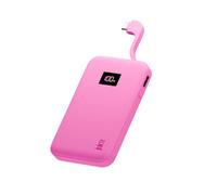 Juice Eco Integrated Power Bank, Portable Charger 5,000 mAh with Built-in Cable & Digital Display, USB-C Output, Power Bank for iPhone 15 16 Pro Max, Samsung, Xiaomi, iPad, DJI, GoPro - Pink