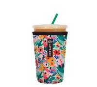 Juice It Java Juice Iced Coffee & Cold Soda Insulated Neoprene Cup Sleeve (Abstract Floral, Medium: 22-28oz)