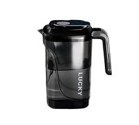Juice Jug,2.2L Juice Jugs with Silver Plated Lid for Fridge, Airtight & Leak-Proof, Easy Clean Water Jug,8.19''×7.6'' Recyclable Plastic Jug for Milk, Water with Strainer