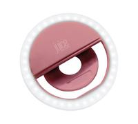 Juice Social | Clip-On Selfie Ring Light | 3 Brightness Levels | 36 LED Bulbs | Rechargeable For The Perfect Glow Everywhere | Rose Gold