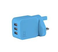 JUICE Triple USB port universal mains charger for use with Apple iPads, iPhones & other Smartphones & Devices, Aqua