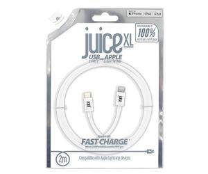 Juice USB Type C - Apple Lightning, 2m Charger and Sync Cable for Apple iPhone 14, 14 Pro, 13, 13 Pro, 12, 12 Mini, SE, 11, XS, XR, X, 8, 7, 6, 5, iPad, Airpods Pro - White