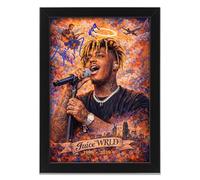 Juice WRLD Art Styled Signed Poster Print - Limited Edition Autograph Fan Gift, Collectible Memorabilia Wall Art Merchandise - The Party Never Ends & 999 Legends Never Die (A4 Framed)