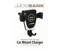JuiceBANK Wireless Car Charger 10W - Fast Auto-Clamp Mount for Air Vent or Dashboard - Smart Sensor, Qi Compatible for iPhone & Samsung Smartphones