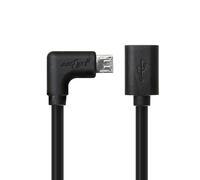 JuicEBitz 2m 22AWG Female Micro USB to Male Right Angle L Shape Micro B 2.0 High Speed Extension Data Charger Cable Lead (Black)