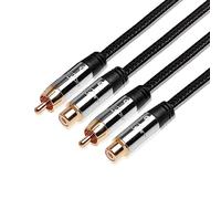 JuicEBitz RCA Cable 3m, Pro Series RCA Male to Female Audio Cable, Double Shielded Speaker Cable with Braided Design - Phono Stereo Audio Component Cable - for AMP, Turntable, Subwoofer