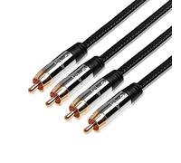 JuicEBitz RCA to RCA Cable 2m, Pro Series 2 RCA Male to Male Audio Cable Phono Leads Double Shielded Braided Speaker Cable Phono To Phono Cable Audio Component Cable for AMP Turntable DAB + More