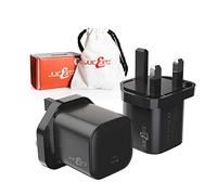 JuicEBitz USB-C PD 20W Fast Travel Charger UK Mains Adapter 3 Pin Plug - Black