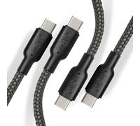 JuicEBitz USB C to USB C Charger Cable, 100W Fast Charging Cable [2-Pack 2m, Grey] QC4.0 PD 5A, Braided Phone Type C Lead for iPhone 15 iPad Air MacBook Pro Samsung S24 S23 Google Pixel etc