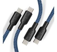 JuicEBitz USB C to USB C Charger Cable, 100W Fast Charging Cable [2-Pack 3m, Navy] QC4.0 PD 5A, Braided Phone Type C Lead for iPhone 15 iPad Air MacBook Pro Samsung S24 S23 Google Pixel etc