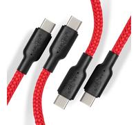 JuicEBitz USB C to USB C Charger Cable, 100W Fast Charging Cable [2-Pack 4m, Red] QC4.0 PD 5A, Braided Phone Type C Lead for iPhone 15 iPad Air MacBook Pro Samsung S24 S23 Google Pixel etc