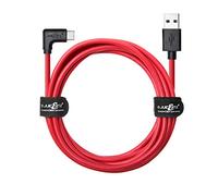 JuicEBitz USB to Angled USB C Cable 3m, Fast Charger USB Phone Cable Compatible with Samsung Galaxy USB-C Mobile Phone, Tablet, Nintendo Switch, Sony Xperia, Nokia, LG and more - Red