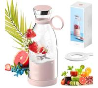 Juicengobrand - Juicengo Portable Blender for Fresh Juice, 350ml Personal Blenders for Shakes and Smoothies with 4 Blades, Cordless Magnetic Charging (pink)